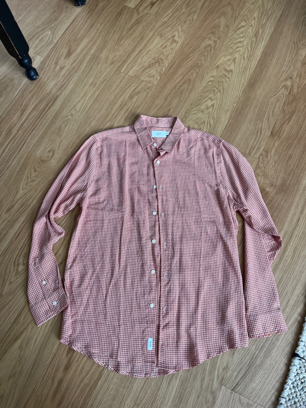 Onia Men's Orange Gingham Button-Down Shirt size L